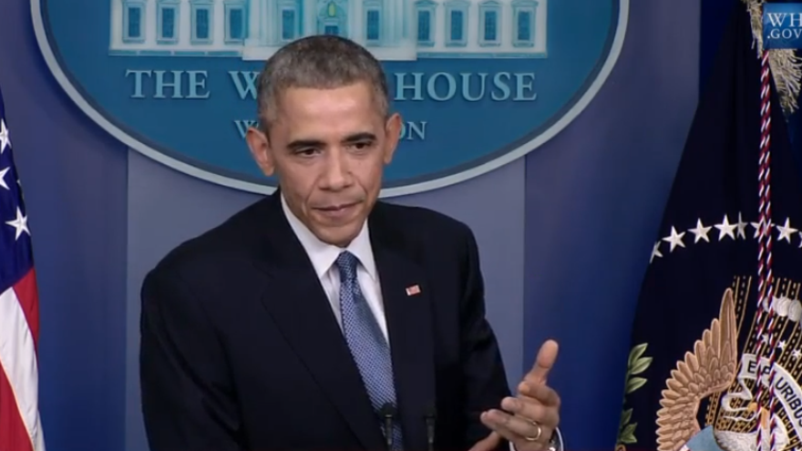 El presidente de EE UU, Barack Obama, durante la Ãºltima rueda de prensa de 2014. 