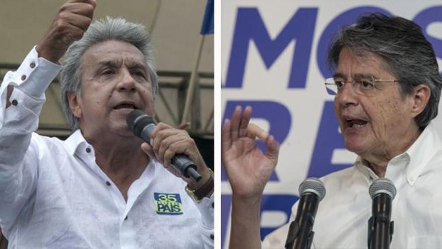 El candidato oficialista Lenín Moreno y el opositor Guillermo Lasso. (EFE)