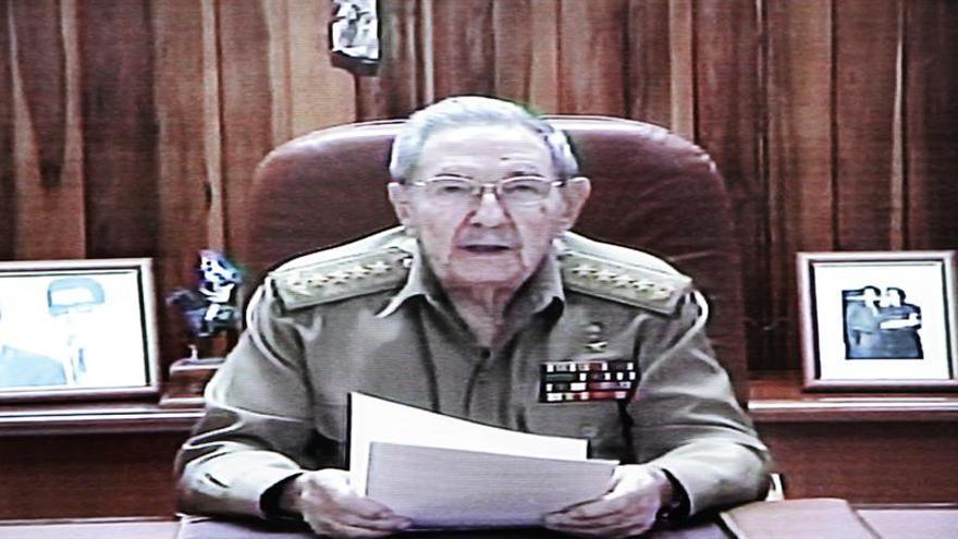 RaÃºl Castro durante su mensaje en la televisiÃ³n cubana. (EFE)