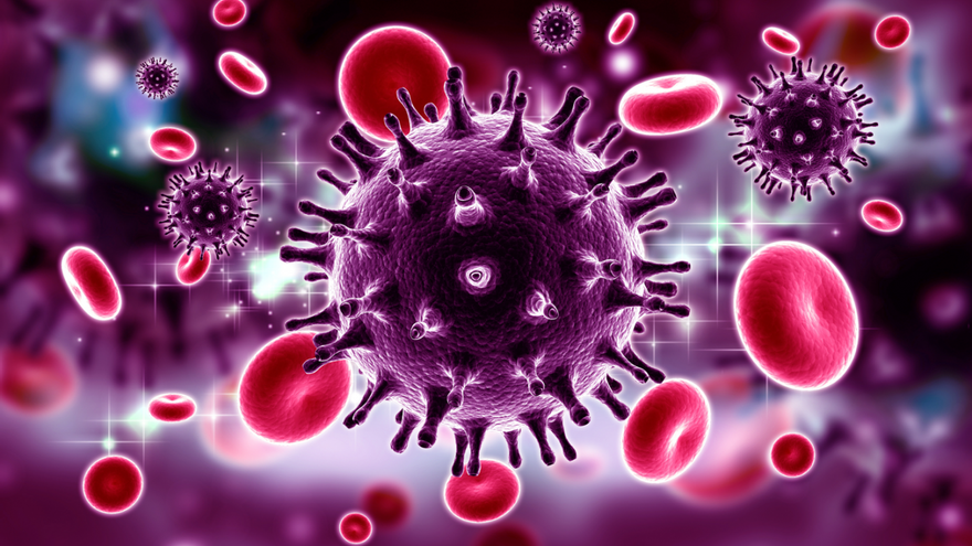  Ilustración del virus del VIH, que ya afecta a más de 38 millones de personas en todo el mundo. (Adobe Stock)