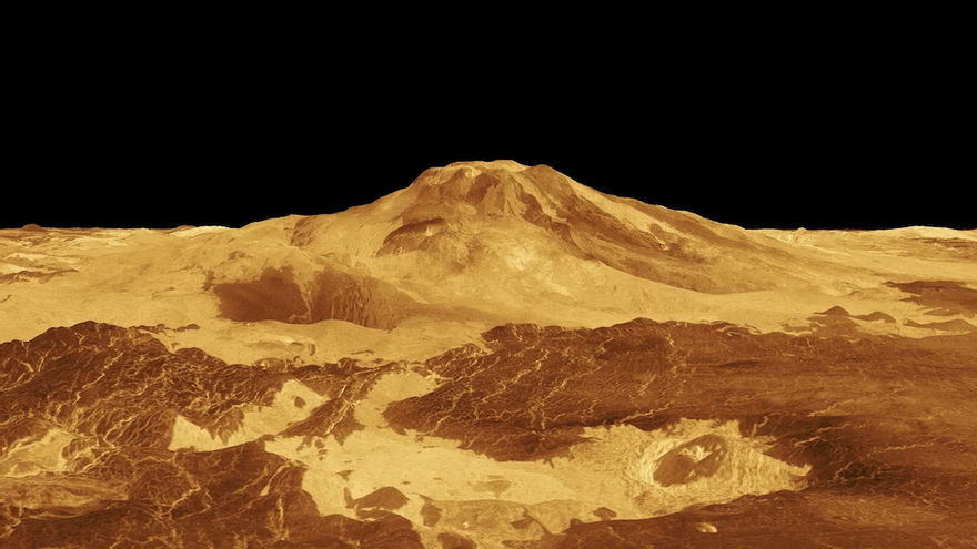 Imagen de archivo basada en datos de la nave espacial Magallanes de la NASA que muestra Maat Mons, un gran volcán en Venus. (EFE/NASA)