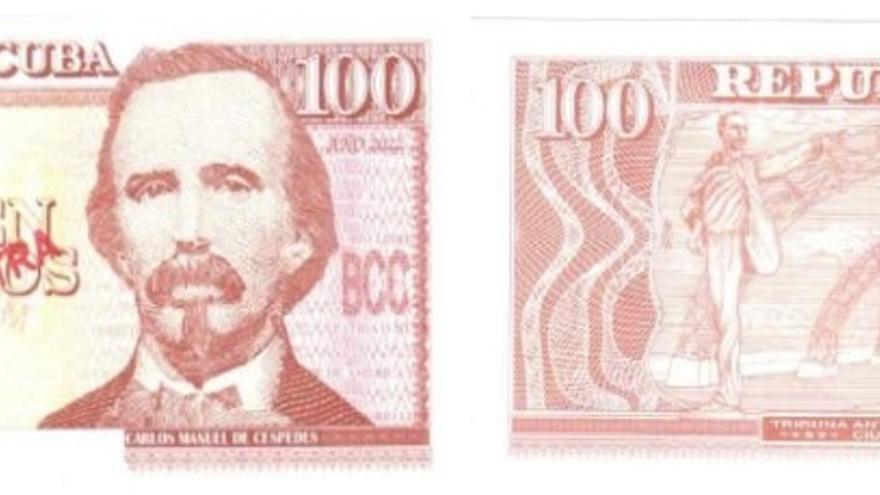 El billete mantiene el logo del BCC y la firma del presidente del Banco Central, mientras que la leyenda y el año de impresión aparecen en color magenta. (www.bc.gob.cu)