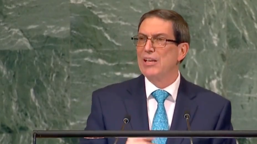 Bruno Rodríguez durante su intervención este miércoles ante Naciones Unidas. (UN)