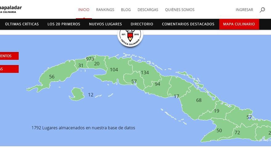 Captura de pantalla del sitio web Cubapaladar, premiado en la categoría “Mejor del Mundo”. (CC) 