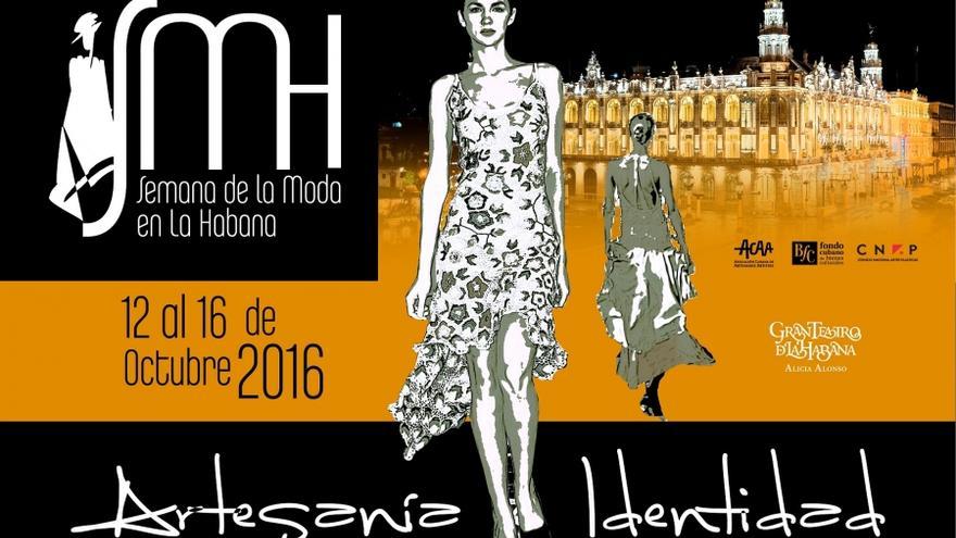 Cartel publicitario de la Semana de la Moda en La Habana, bajo el lema ‘Artesanía e identidad’.