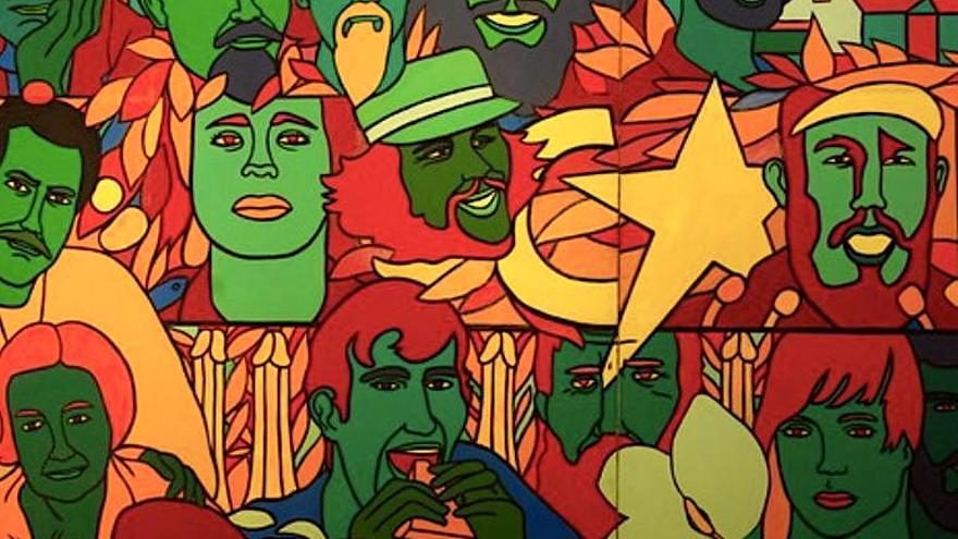 Detalle de 'Isla 70' (1970), del pintor cubano Raúl Martínez, una defensa velada de la libertad sexual en la Cuba castrista. (Museo Nacional de Bellas Artes)