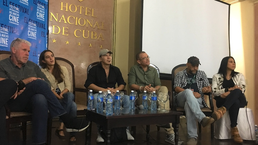 Equipo del filme 'Sergio & Serguéi' este jueves durante la conferencia de prensa en el Hotel Nacional. (14ymedio)