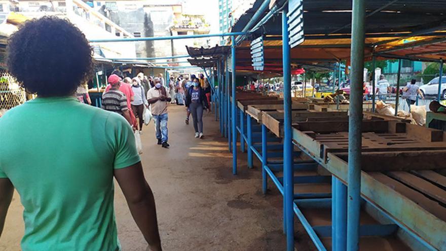 Estantes vacíos en uno de los mercados habaneros. (14ymedio)