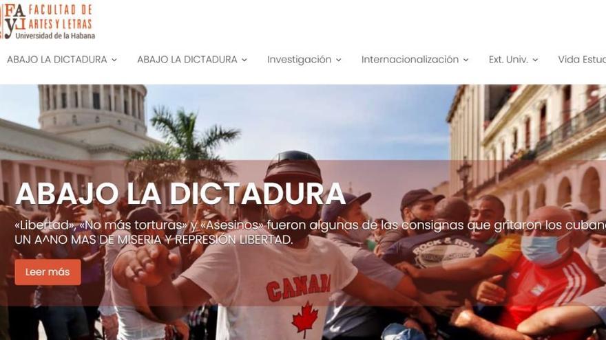 Página de la Facultad de Artes y Letras de la Universidad de La Habana hackeada. (Captura)