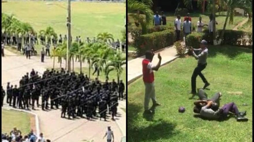 La policía irrumpió este lunes en el campus universitario de la Facultad de Medicina Salvador Allende en La Habana. (Facebook)