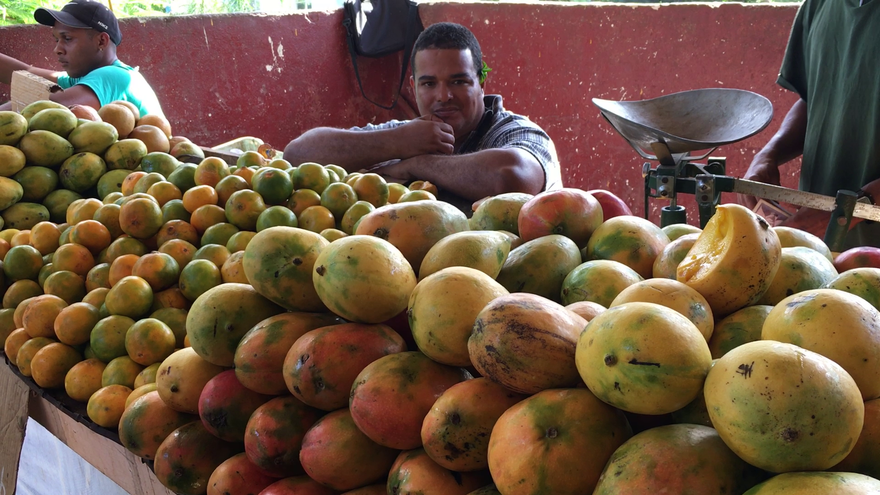 Mangos en un mercado de La Habana