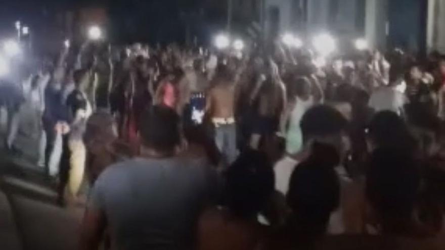 Manifestación en Nuevitas, Camagüey, el pasado 18 de agosto. (Captura)