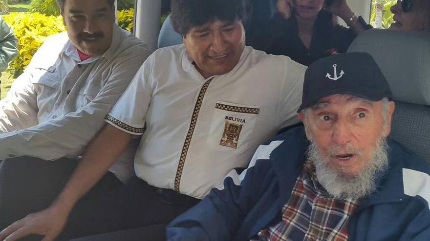 Nicolás Maduro y Evo Morales con Fidel Castro (Archivo)