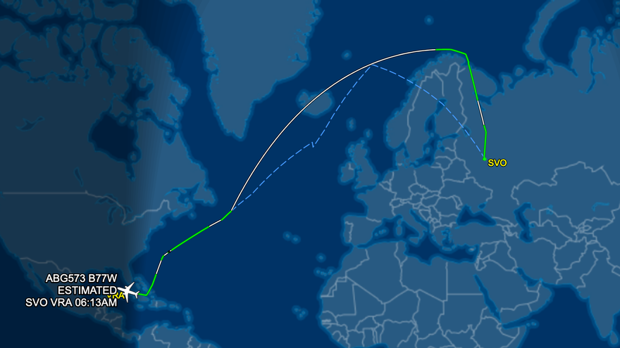 Vuelo de Royal Flight entre Moscú y Varadero aterrizado en torno a las 6:15 am hora local de Cuba.