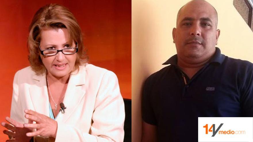 La periodista Aixa Hevia, vicepresidenta de la Upec y el periodista expulsado José Ramón Ramírez Pantoja. (Montaje 14ymedio)