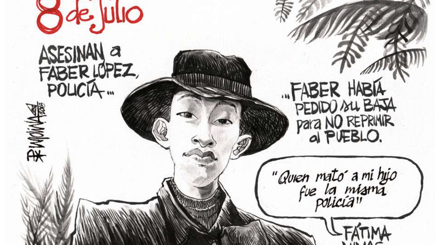 Según su familia, Faber López, policía, fue asesinado por negarse a participar en la represión. (Pedro X. Molina)