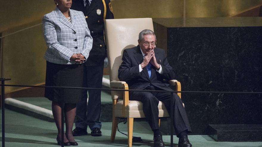 El presidente cubano, Raúl Castro, en la Asamblea General de Naciones Unidas. (UN Photo/Amanda Voisard)
