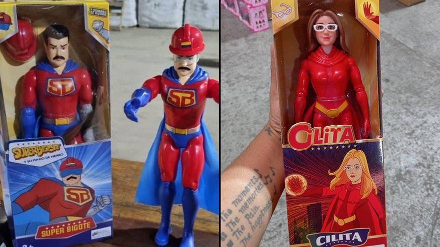 Los muñecos de Síper Bigote y Súper Cilia fueron entregados a niños de Las Tejerías, Venezuela. (Collage)