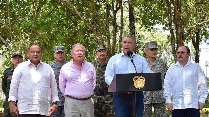 El presidente de Colombia, Iván Duque, en Arauca este martes. (@IvanDuque)