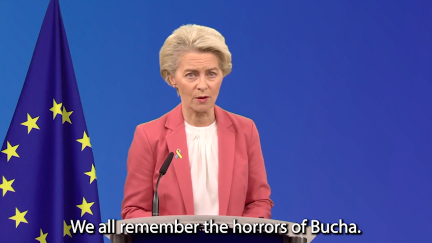 La presidenta de la Comisión Europea, Ursula von der Leyen, ha recalcado que el bloque tiene "los medios para que Rusia pague". (Captura)