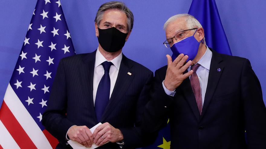 El secretario de Estado de EE UU, Antony Blinken, y el alto representante de la UE para Asuntos Exteriores, Josep Borrell. (EFE)