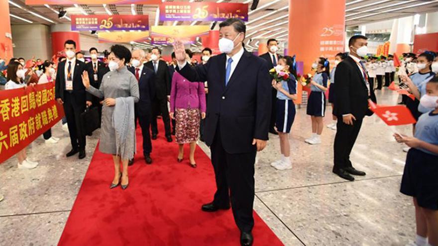 La visita a Hong Kong fue la primer salida del presidente de China desde el covid. (Xinhua)