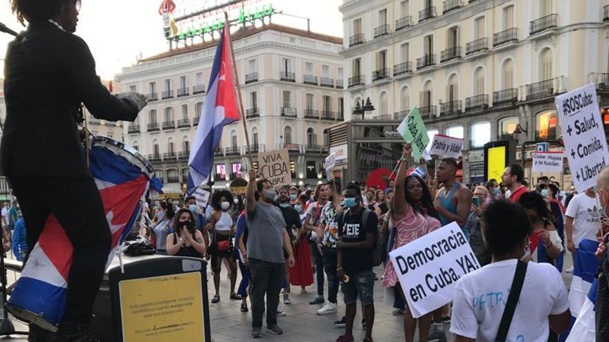 Manifestación de cubanos en Madrid, el pasado julio, en apoyo a los manifestantes pacíficos del 11J. (14ymedio)