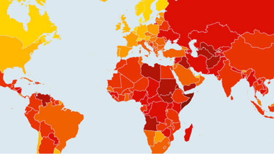 Mapa del Ã­ndice de Transparencia Internacional 2014