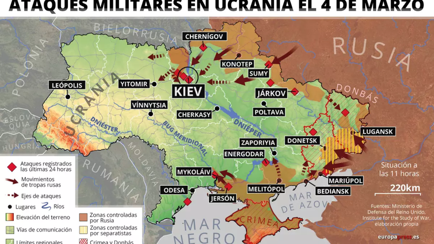 Mapa de los ataques militares este viernes.