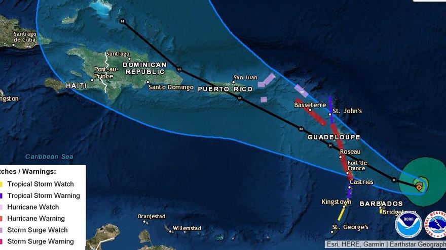 Se espera que María alcance categoría 4 a su paso por Puerto Rico. (NOAA)