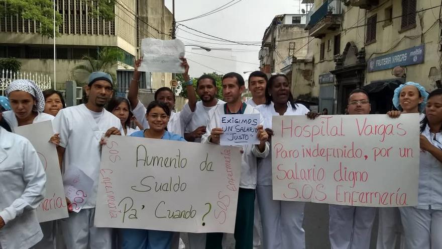 Protesta en Caracas de los trabajadores de varios sectores públicos pidiendo un salario digno. (@_Provea)