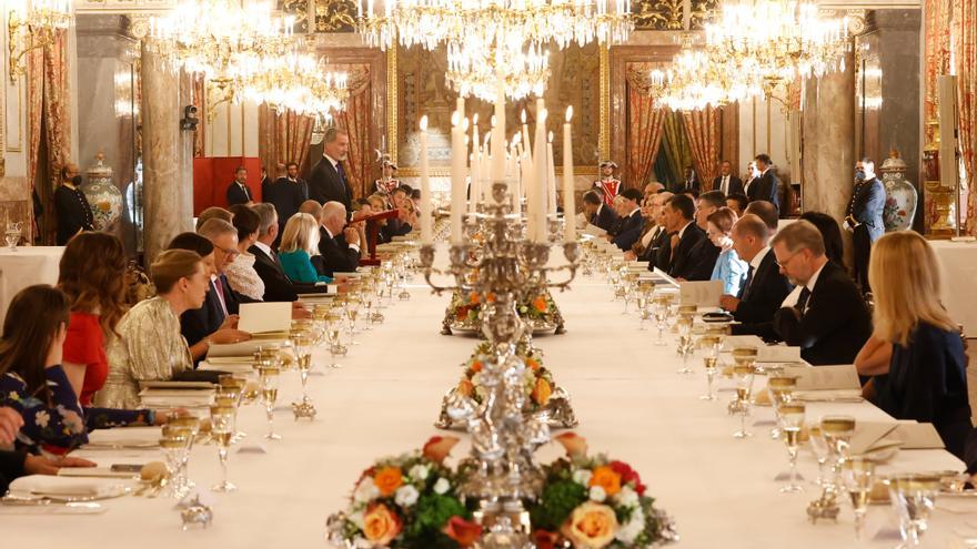 Cena de gala ofrecida por Felipe VI, rey de España, a los líderes de la Otan este martes en el Palacio Real de Madrid. (Casa Real)