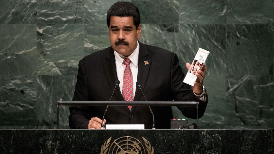 El presidente de Venezuela, Nicolás Maduro, se dirige a la Asamblea General de la ONU. (ONU/Kim Haughton)