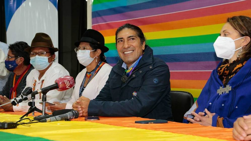 Yaku Pérez, candidato indigenista que pelea por el segundo puesto para competir en la segunda vuelta de las elecciones presidenciales de Ecuador. (EFE)