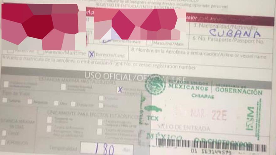Este es documento que dan a los cubanos en México y con el cual se les dan 180 días para poder transitar por el país. (14ymedio)