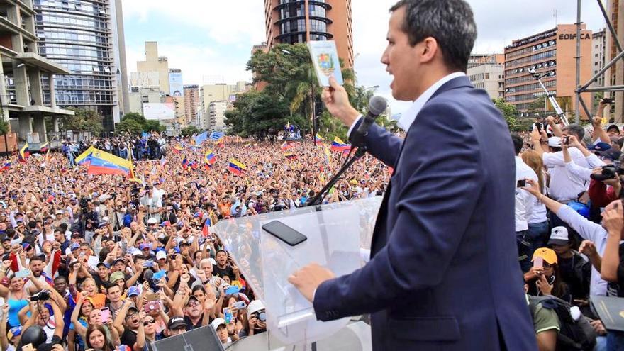 Los manifestantes escucharán las palabras del presidente del Legislativo en Caracas este 23 de enero. (@jguaido)