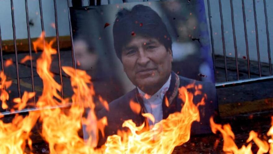 Un retrato del ex presidente de Bolivia Evo Morales. (EFE)
