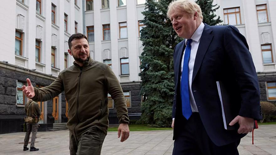 El presidente de Ucrania recibió este sábado al primer ministro británico. (Europa Press)