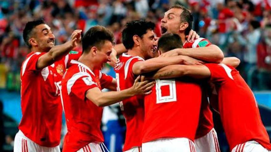 La selección rusa de fútbol, durante el Mundial de 2018. (EFE/Archivo)