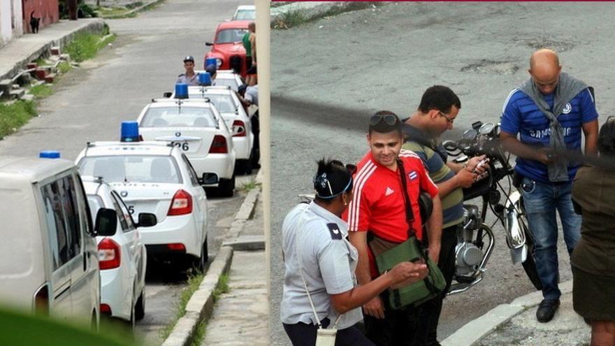 Es del cerco policial este domingo frente a la sede de las Damas de Blanco en Lawton, La Habana. (Twitter/Berta Soler)