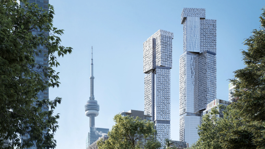 El edificio se asemeja a las Torres Forma de Toronto proyectadas por el prestigioso estudio de Frank Gehry. 